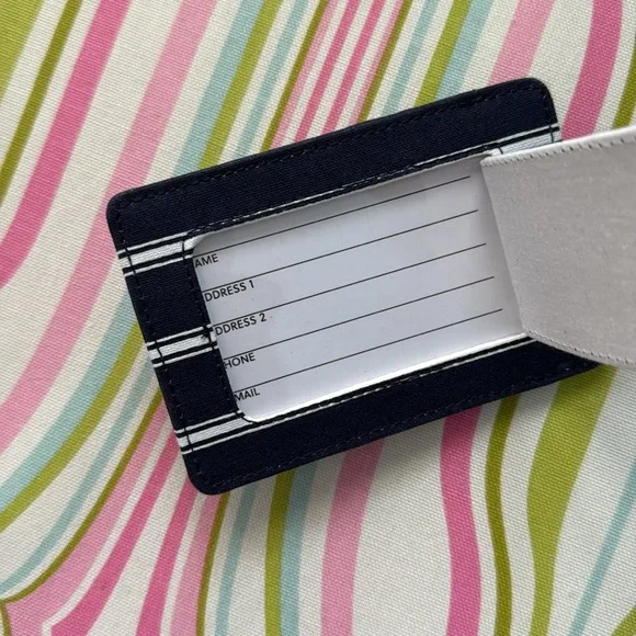 NWT J.Crew Navy and White Striped Luggage Tag - Picture 2 of 4